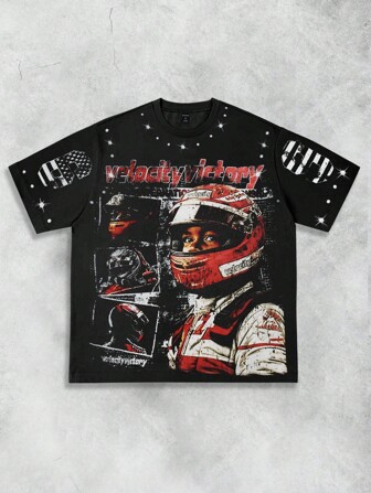 Street Life T-shirt décontracté à manches courtes col rond avec imprimé lettres et chiffres pour hommes, idéal pour l'été