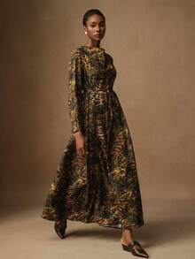 Lyxana Women's Elegant Leopard Print Midi Dress Fall Cloth For Women - Multicolor - View 3