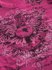 ROMWE J-Fashion Y2K Grunge Vintage Heart Wing Fitted T-Shirt