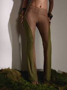 MUSERA Low Rise Cut Out Fitted Bootcut Trousers Night Out Sexy Y2k Sync Party Summer Casual - Multicolor - View 2