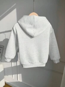 SHEIN بلوزة شبابية كاجوال مريحة متعددة الاستخدامات بطباعة ثلاثية الأبعاد مع كابوشون، مبطنة بقماش سميك، مناسبة للمدرسة