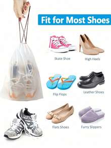 2/5/10件防水轻便可折叠旅行鞋袋男女收纳整理保护袋便携包健身房海滩度假露营徒步户外运动行李打包必备 - 無色 - 查看 7