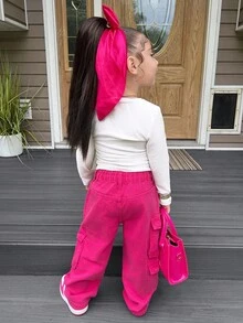 SHEIN Young Girl Elegant Floral Print Crew Neck Long Sleeve Versatile Fall/Winter Undershirt,Mom And Daughter & Sisters  Matching - White - View 3