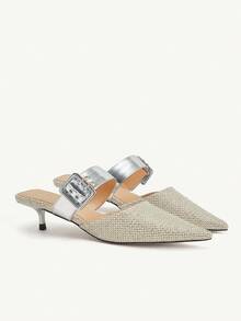 CUCCOO CHICEST 女士时尚银色条纹高跟鞋 - 銀色 - 查看 1