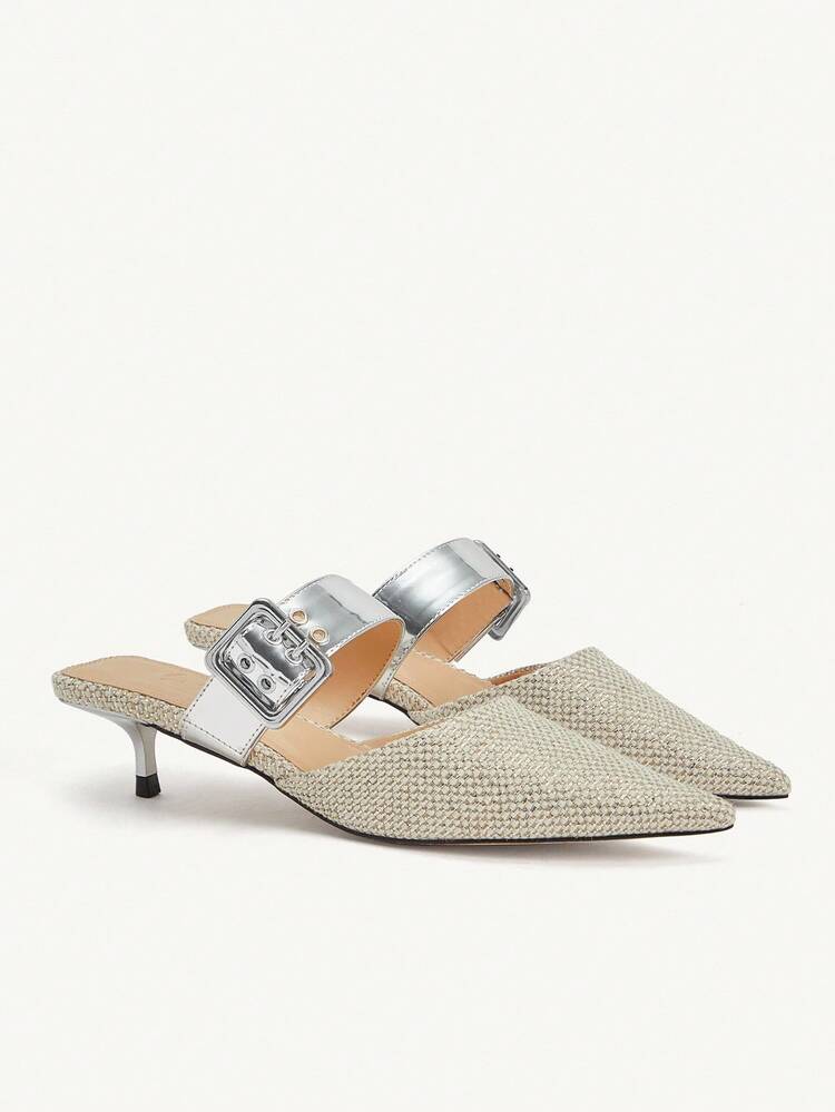 CUCCOO CHICEST Women's Fashion Silver Striped High Heel Pumps