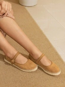 Styleloop Chocolate Women's Flat Woven Shoes, Bohemian Style For Vacation Outfit - Camel - View 5