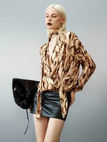 Airlisse Damen Hemd mit Bindeträgern und Leopard Muster, langärmlig - Verschiedenfarbig - Übersicht 7