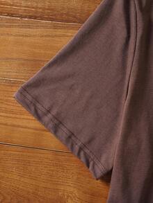 Manfinity NXTstreet 男士T恤合身圓領短袖圖形T恤棕櫚樹休閒時尚男裝夏季衣服 - 巧克力棕 - 查看 4