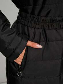 Arctic Luxe Longline Puffer – Faux Fur Trimmed Hooded Winter Coat - Black - View 7