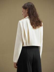 Ontre Top scurt, casual, la modă, versatil, cu decor de nasturi, mânecă lungă, îmbrăcăminte nouă pentru femei 2025, potrivit pentru toamna și iarna, toate anotimpurile, înapoi la școală, Halloween, Crăciun, ținută pentru profesoare, ieșiri casual, ținută pentru invitați la nuntă, îmbrăcăminte elegantă casual pentru biserică, ținută de Crăciun - alb - Vizualizare 3