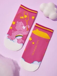 SHEIN X Care Bears 5 双柔软透气吸湿排汗休闲短袜，时尚可爱，彩色短袜，加固脚趾和脚跟，经久耐用，男女通用，四季百搭，夏冬 - 彩色 - 查看 10