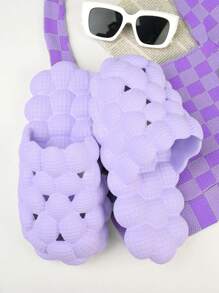 SHUZIA Round Toe Slip On Bubble Slippers - Lilac Purple - View 2