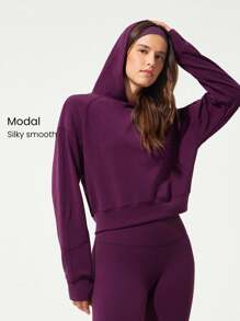 GLOWMODE Sudadera holgada de largo a la cintura de modal SoftCalm Cozy Hour para uso casual diario - cola de cereza - Ver 1