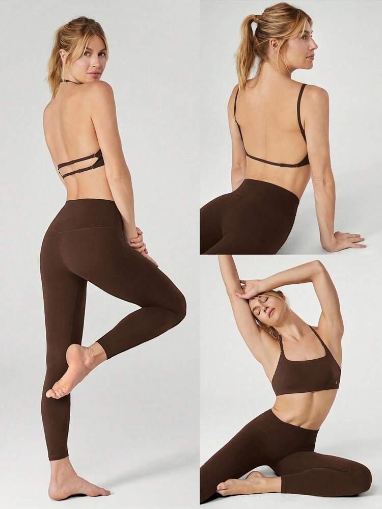 Soft Stretchy Power Up 4-Way Adjustable Straps Bonding Tech Backless Sports Bra Yoga Pilates Daily Removable Cups Spring Summer