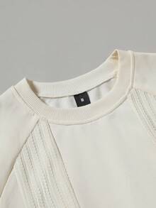 Manfinity Hypemode 2pcs Men's Sweatshirt And Pants Set, Sports College Style Men Cream Knitted Set Men Co-Ord Set Men 2 Pieces Outfit White Set - Multicolor - View 4