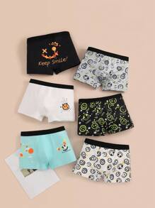 6件装男童笑脸图案舒适成长内裤，平角内裤 - 彩色 - 查看 3