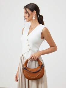 SHECARRY Geantă de mână la modă pentru femei, versatilă pentru naveta zilnică - Maro - Vizualizare 4