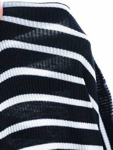 Livesso 女士春秋条纹V领长袖T恤，秋季女装 - 藏蓝色 - 查看 5