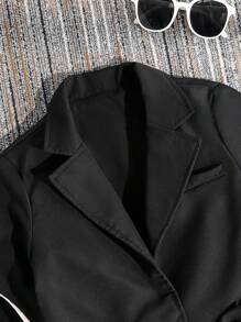 Áo khoác dài tay cài nơ cho bé gái tuổi teen, phù hợp cho mùa thu/đông - màu đen - Xem 6