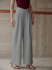 MOTF PREMIUM FOLD PLEATED SLANT POCKET PANTS - Grey - View 5