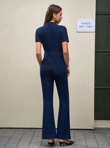 Jeanoix Women's Fashionable Commuter Slim-Fit Denim Jumpsuit, Summer  Business Casual Woman Old Money Outfits Women - Blue - View 2