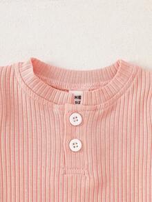 SHEIN 2pcs Baby Girl Cute Knitted Sweater With Ruffle Sleeves, Autumn/Winter