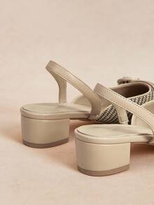 Rosivie 女士时尚迷人高跟鞋，黑白，压花做旧材质，尖头，通勤，舒适，室内，办公室，街头，派对，旅行，度假，春夏季，适合搭配连衣裙、牛仔裤、短裤 - 黑與白 - 查看 6