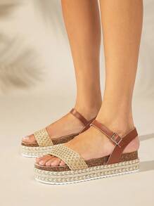 SHUZIA Women Platform Wedge Sandals, Perfect For Vacation Outfit - Camel - View 4