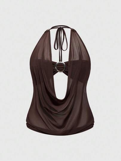 Hippie Women's Y2K Back To School Deep V Vintage Loose Neck Backless Streetwear Camisole (Includes Tube Top Lining)