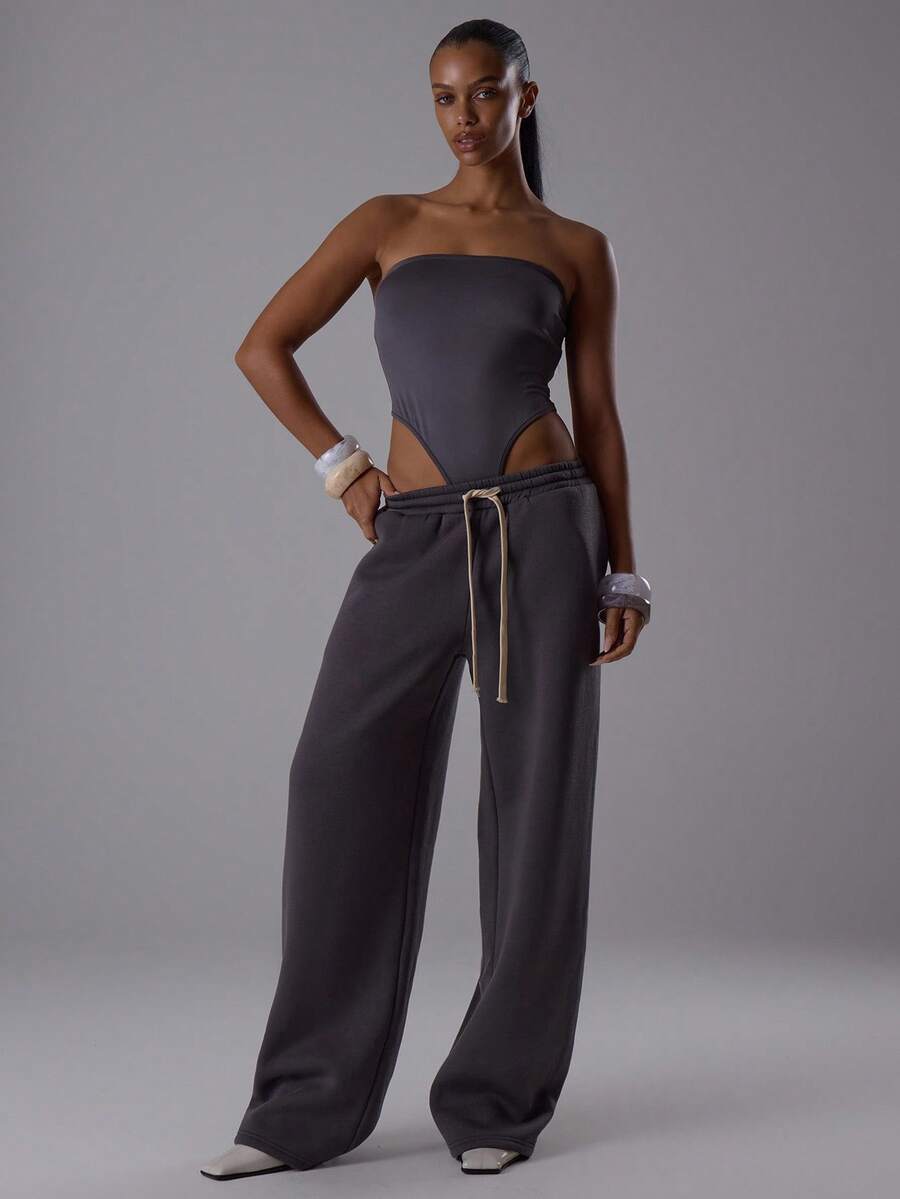 MUSERA Quần jogger ống rộng dáng suông, cạp chun co giãn, phối màu tương phản, chỉ có phần thân dưới. Phong cách lịch sự, gợi cảm, dễ thương, cá tính, thời trang đường phố, thường ngày, thích hợp cho lễ Phục sinh. - Màu xám đen - Xem 1