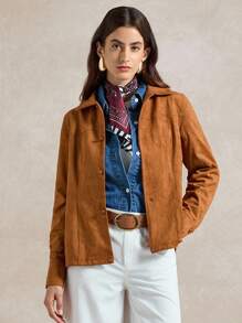 Briarwyn Casual Style Button-Up Long Sleeve Women's Regular Jacket,Winter Jacket,Fall Clothes For Women,Winter Clothes For Women - Coffee Brown - View 4