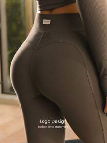 GLOWMODE Leggings de 24" FeatherFit™ con diseño de costuras divisorias, suaves y elásticos, para yoga de bajo impacto, pilates, uso diario y casual - Marrón - Ver 4