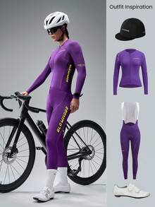 GLOWMODE 24" Go The Distance Quick-Dry Back Strap Butt Padding Mesh Panel Contrasting Logo Non-Slip Strips Cycling Biking Bibtight Gym Training Workout - Violet Purple - View 7