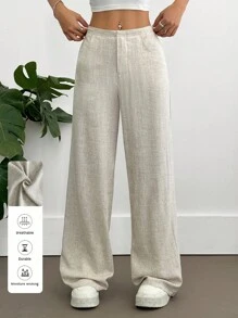 Flirla 2025春夏时尚女装超低腰复古阔腿裤秋季女装布料