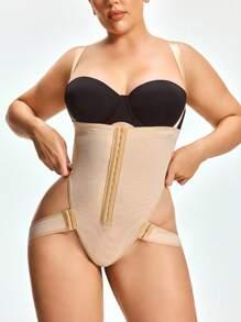 SHAPORA Skin-Colored Slimming Waist Shaping Bodysuit, Comfortable Minimalist Design With Chest Cutout - Apricot - View 3