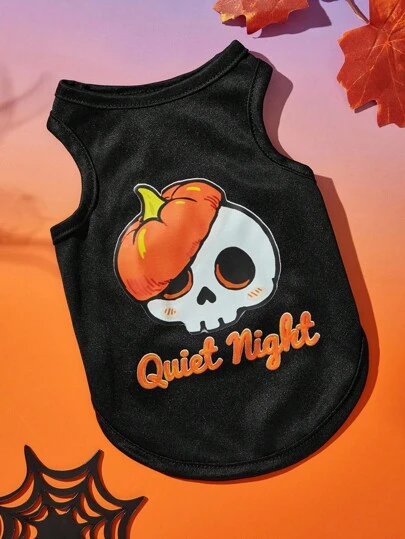 PETSIN 1 Adet Cadılar Bayramı Balkabağı Harf Baskılı Yelek