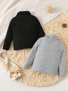 SHEIN Set de 2 camisetas de manga larga con cuello de tortuga de unicolor para niños/niñas pequeños, cómodas, versátiles y de moda básica, adecuadas para interiores, exteriores, uso diario, deportes, juegos, fiestas, fotografía y vacaciones en otoño/invierno - Multicolor - Ver 2