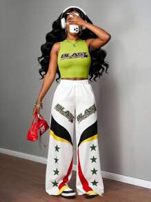 Slaydiva 2025 Herbst/Winter/Frühling/Sommer Neuer Lässiger Basis Sport Streetwear Sexy Crop Top & Gerade Bein Hose 2 Stücke Set für Frauen - Verschiedenfarbig - Übersicht 5