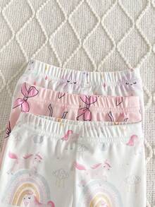 6 件套女婴舒适睡衣套装，可爱独角兽、飞马、蝴蝶结、彩虹、云朵印花，休闲简约设计，长袖上衣和裤子，适合返校、圣诞节、秋冬季 - 彩色 - 查看 5