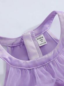 Elegant Light Blue Summer Lace Wedding Dress,Tween Girls Luxurious Light Purple Halter Neck Sleeveless Mesh Dress For Party,Flower Girl,Banquet - Mauve Purple - View 5