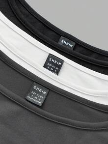 SHEIN Comfortcana 3 件套女士宽领紧身长袖长款 T 恤套装，适合春秋冬季 - 彩色 - 查看 9