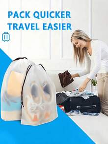 2/5/10件防水轻便可折叠旅行鞋袋男女收纳整理保护袋便携包健身房海滩度假露营徒步户外运动行李打包必备 - 無色 - 查看 5