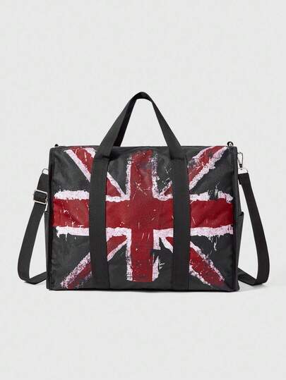 ROMWE Avant Women's Union Jack Pattern Large Capacity Tote Bag For Daily Use