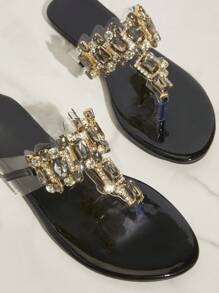 SHUZIA 女款時尚鑽石裝飾平底涼鞋