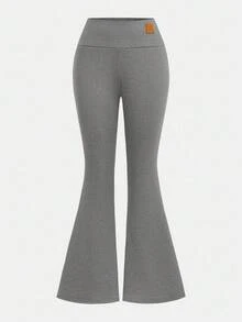 SHEIN Girlism 2 件套青少年女孩黑灰色紧身打底裤，休闲百搭喇叭裤，适合秋冬季、返校季，买一送一 - 彩色 - 查看 5