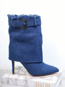 SHUZIA Sepatu Bot & Sepatu Bot Wanita Gesper Plain Gesper Fashionable - Biru - View 5