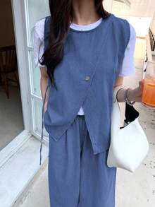 DAZY 女士牛仔套裝 - 淺色水洗藍 - 查看 4