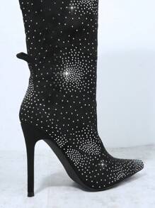 SHUZIA Botas con diseño de diamante de imitación de punta estilete - Negro - Ver 3
