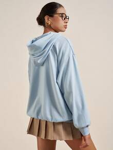 INAWLY Women's Casual Versatile Letter Embroidered Hoodie Fall Cloth For Women - Baby Blue - View 2