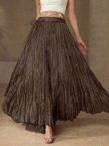 MOTF PREMIUM PLEATED FLOWY SKIRT - Coffee Brown - View 1
